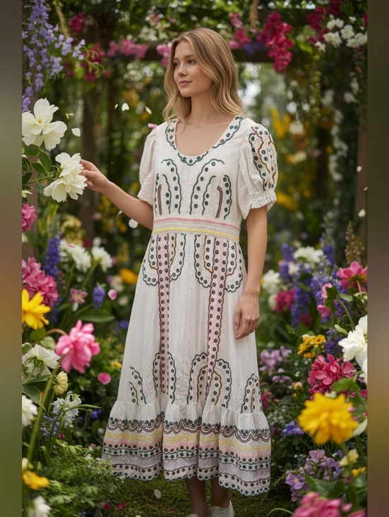 bohme Dresses & Skirts - bohme Avalee Maxi Dress With Multicolor Embroidery Size Medium